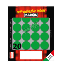 Etichette adesive tonde - in carta - permanenti - diametro 27 mm - 20 et/fg - 10 fogli - verde - Markin Etichette adesive tonde - in carta - permanenti - diametro 27 mm - 20 et/fg - 10 fogli - verde - Markin