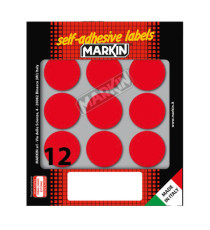 Etichette adesive tonde - in carta - permanenti - diametro 34 mm - 12 et/fg - 10 fogli - rosso - Markin Etichette adesive tonde - in carta - permanenti - diametro 34 mm - 12 et/fg - 10 fogli - rosso - Markin