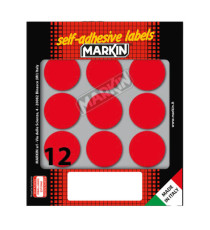 Etichette adesive tonde - in carta - permanenti - diametro 34 mm - 12 et/fg - 10 fogli - rosso - Markin Etichette adesive tonde - in carta - permanenti - diametro 34 mm - 12 et/fg - 10 fogli - rosso - Markin