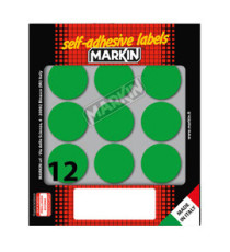 Etichette adesive tonde - in carta - permanenti - diametro 34 mm - 12 et/fg - 10 fogli - verde - Markin Etichette adesive tonde - in carta - permanenti - diametro 34 mm - 12 et/fg - 10 fogli - verde - Markin