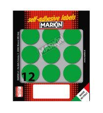 Etichette adesive tonde - in carta - permanenti - diametro 34 mm - 12 et/fg - 10 fogli - verde - Markin Etichette adesive tonde - in carta - permanenti - diametro 34 mm - 12 et/fg - 10 fogli - verde - Markin
