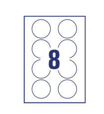 Etichette adesive tonde L4850 - in carta - rimovibili - diametro 63,5 mm - 8 et/fg - 25 fogli - bianco - Avery Etichette adesive tonde L4850 - in carta - rimovibili - diametro 63,5 mm - 8 et/fg - 25 fogli - bianco - Avery