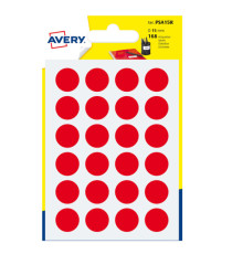 Etichette adesive tonde PSA - in carta - permanenti - diametro 15 mm - 24 et/fg - 7 fogli - rosso - Avery