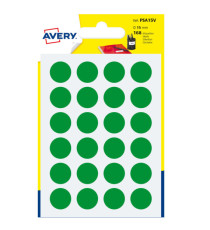 Etichette adesive tonde PSA - in carta - permanenti - diametro 15 mm - 24 et/fg - 7 fogli - verde - Avery Etichette adesive tonde PSA - in carta - permanenti - diametro 15 mm - 24 et/fg - 7 fogli - verde - Avery