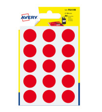 Etichette adesive tonde PSA - in carta - permanenti - diametro 19 mm - 15 et/fg - 6 fogli - rosso - Avery
