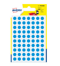 Etichette adesive tonde PSA - in carta - permanenti - diametro 8 mm - 70 et/fg - 7 fogli - blu - Avery