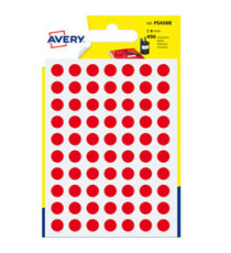 Etichette adesive tonde PSA - in carta - permanenti - diametro 8 mm - 70 et/fg - 7 fogli - rosso - Avery