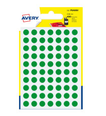 Etichette adesive tonde PSA - in carta - permanenti - diametro 8 mm - 70 et/fg - 7 fogli - verde - Avery