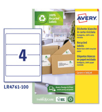 Etichette per raccoglitori - in carta riciclata - permanenti - 61 x 192 mm - 4 et/fg - 100 fogli - bianco - Avery Etichette per raccoglitori - in carta riciclata - permanenti - 61 x 192 mm - 4 et/fg - 100 fogli - bianco - Avery