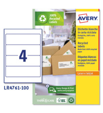 Etichette per raccoglitori - in carta riciclata - permanenti - 61 x 192 mm - 4 et/fg - 100 fogli - bianco - Avery Etichette per raccoglitori - in carta riciclata - permanenti - 61 x 192 mm - 4 et/fg - 100 fogli - bianco - Avery