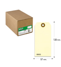 Etichette per spedizioni - in cartoncino - con foro - 120 x 60 mm - avana - Lebez - conf. 1000 pezzi