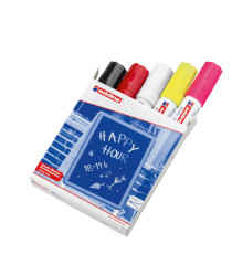 Marcatore a gesso liquido 4090 - punta scalpello - da 4 a 15mm - colori assortiti - Edding - astuccio 5 pezzi Marcatore a gesso liquido 4090 - punta scalpello - da 4 a 15mm - colori assortiti - Edding - astuccio 5 pezzi