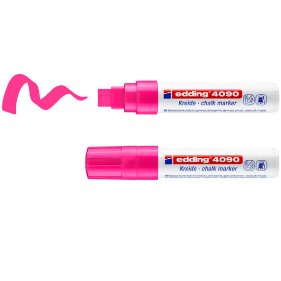 Marcatore a gesso liquido 4090 - punta scalpello - da 4 a 15mm - colori assortiti - Edding - astuccio 5 pezzi