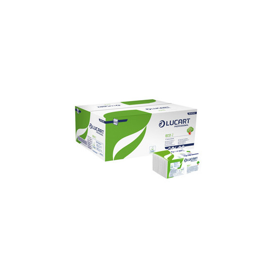 Asciugamani piegati a Z Eco - 2 veli - 21 gr - goffratura corda - 23,5 x 21,5 cm - bianco - Lucart - conf. 220 pezzi Asciugamani piegati a Z Eco - 2 veli - 21 gr - goffratura corda - 23,5 x 21,5 cm - bianco - Lucart - conf. 220 pezzi