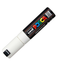 Marcatore a base d'acqua Uni Posca PC8K - punta large a scalpello 8,0mm - bianco  - Uni Mitsubishi