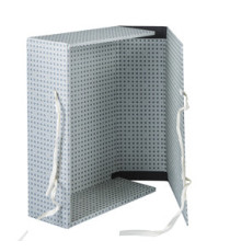 Scatola archivio in legno - con fettuccia - 38x27 cm - dorso 12 cm - grigio - Brefiocart