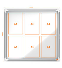 Bacheca per esterni - fondo magnetico bianco - 6 fogli A4 - orizzontale - Nobo