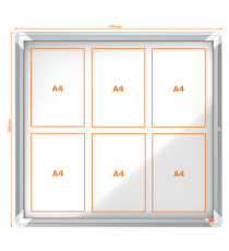Bacheca per esterni - fondo magnetico bianco - 6 fogli A4 - orizzontale - Nobo