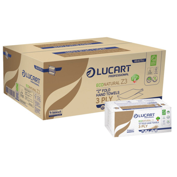 Asciugamani piegati a Z EcoNatural Plastic Free - 17 gr - 23,5 x 21,5 cm - goffratura corda - avana - Lucart - pacco da Asciugamani piegati a Z EcoNatural Plastic Free - 17 gr - 23,5 x 21,5 cm - goffratura corda - avana - Lucart - pacco da