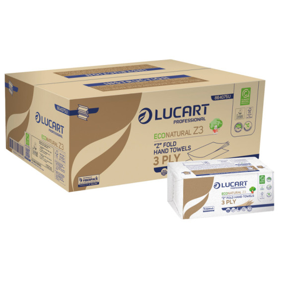 Asciugamani piegati a Z EcoNatural Plastic Free - 17 gr - 23,5 x 21,5 cm - goffratura corda - avana - Lucart - pacco da Asciugamani piegati a Z EcoNatural Plastic Free - 17 gr - 23,5 x 21,5 cm - goffratura corda - avana - Lucart - pacco da