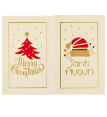 Biglietto Natale - doppio - 9 x 14 cm - cartoncino - fantasie assortite - bianco - Rex Sadoch Biglietto Natale - doppio - 9 x 14 cm - cartoncino - fantasie assortite - bianco - Rex Sadoch