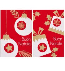 Biglietto Natale - doppio - 9 x 14 cm - cartoncino - fantasie assortite - rosso - Rex Sadoch Biglietto Natale - doppio - 9 x 14 cm - cartoncino - fantasie assortite - rosso - Rex Sadoch