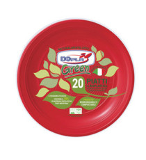 Piatto frutta - compostabile - diametro 17 cm - rosso - Dopla - conf. 20 pezzi