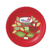 Piatto frutta - compostabile - diametro 17 cm - rosso - Dopla - conf. 20 pezzi
