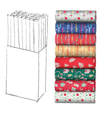 Rotolo carta regalo riciclata fantasie natale - 70cmx200m - fantasie assortite - Rex Sadoch Rotolo carta regalo riciclata fantasie natale - 70cmx200m - fantasie assortite - Rex Sadoch