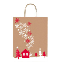 Shopper in carta kraft - con manici - 26 x 34,5 x 12 cm - fantasia natale - Rex Sadoch