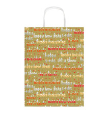 Shopper in carta kraft - con manici - 26 x 34,5 x 12 cm - fantasia natale - Rex Sadoch