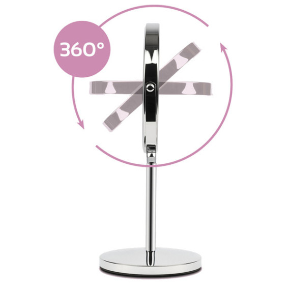 Specchio per trucco - con ingrandimento x3 - diametro specchio 15,5 cm - altezza 32 cm - grigio - Girmi Specchio per trucco - con ingrandimento x3 - diametro specchio 15,5 cm - altezza 32 cm - grigio - Girmi