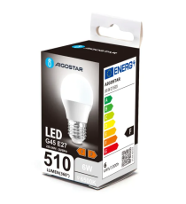 Lampadina led G45 6W attacco E27 510 lumen 6500K luce fredda misura D45H80mm equivale a 42W a incandescenza