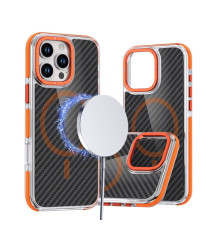 Cover in fibra di carbonio con magsafe per Samsung Galaxy S25 Edge fintura orange con pulsanti in alluminio, altissima qualità