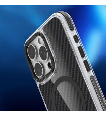 Cover in fibra di carbonio con magsafe per Iphone 16e finitura black con pulsanti in alluminio, altissima qualità