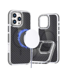 Cover in fibra di carbonio con magsafe per Iphone 16e fintura grey con pulsanti in alluminio, altissima qualità