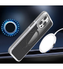 Cover in fibra di carbonio con magsafe per Iphone 17 Pro Max fintura grey con pulsanti in alluminio, altissima qualità