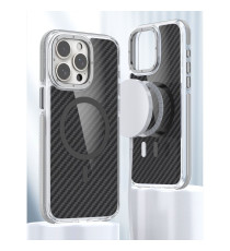 Cover in fibra di carbonio con magsafe per Iphone 17 Pro fintura grey con pulsanti in alluminio, altissima qualità