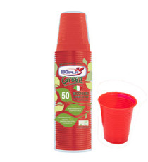 Bicchieri monouso - compostabili - 200 ml - rosso - Dopla - conf. 50 pezzi Bicchieri monouso - compostabili - 200 ml - rosso - Dopla - conf. 50 pezzi