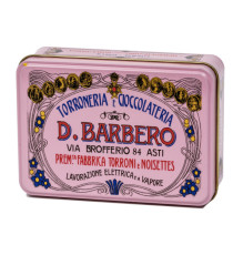 Scrigno regalo - con torroni bianchi friabili - 100 gr - metallo - rosa - Barbero Scrigno regalo - con torroni bianchi friabili - 100 gr - metallo - rosa - Barbero