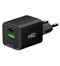 Caricatore USB -  45W -  1 USB-C + 1 USB-A - Nero - MKC Melchioni