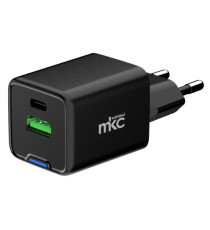 Caricatore USB -  45W -  1 USB-C + 1 USB-A - Nero - MKC Melchioni
