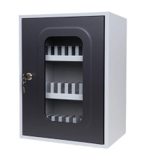 Cassetta portacellulare con anta trasparente - 30 posti - 30 x 23 x 40cm - grigio - Metalplus