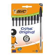 Penna a sfera Cristal - punta media 1,0mm - nero  - Bic - conf. 10 pezzi