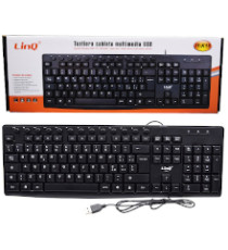 Tastiera Linq IT-K15 nera da 107 tasti, Layout Italiano,  Indicatori LED per Num Lock, Scroll e Caps Cavo: 1,2 mt Tastiera Linq IT-K15 nera da 107 tasti, Layout Italiano,  Indicatori LED per Num Lock, Scroll e Caps Cavo: 1,2 mt