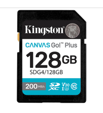 Scheda SDXC U3 e V30 Kingston 128gb SDG4/128GB Scheda di memoria Canvas Go SD,UHS-I velocità di trasferimento fino a 200MB/s Scheda SDXC U3 e V30 Kingston 128gb SDG4/128GB Scheda di memoria Canvas Go SD,UHS-I velocità di trasferimento fino a 200MB/s