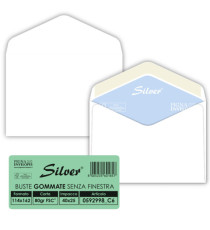 Busta Busta Silver Matic FSC - senza finestra - gommata - 11,4 x 16,2 cm - 80 gr -  bianco - Pigna Envelopes - conf. 25