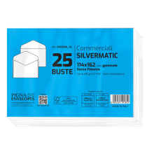 Busta Busta Silver Matic FSC - senza finestra - gommata - 11,4 x 16,2 cm - 80 gr -  bianco - Pigna Envelopes - conf. 25