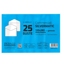 Busta Busta Silver Matic FSC - senza finestra - gommata - 12 x 18 cm - 80 gr -  bianco - Pigna Envelopes - conf. 25 pezz Busta Busta Silver Matic FSC - senza finestra - gommata - 12 x 18 cm - 80 gr -  bianco - Pigna Envelopes - conf. 25 pezz