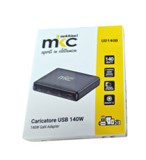 Caricatore USB -  140W -  3 USB-C + 1 USB-A - Nero -MKC Melchioni